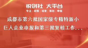 成都市第六批國家級專精特新小巨人企業(yè)申報和第三批復核工作工作程序獎補政策