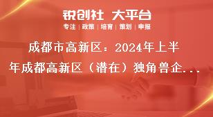成都市高新區(qū)：2024年上半年成都高新區(qū)（潛在）獨(dú)角獸企業(yè)首次認(rèn)定申報(bào)通知申報(bào)材料<tableborder=
