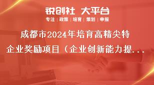 成都市2024年培育高精尖特企業(yè)獎勵項目（企業(yè)創(chuàng)新能力提升獎勵）征集工作其他獎補(bǔ)政策