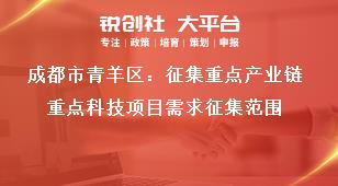 成都市青羊區(qū)：征集重點(diǎn)產(chǎn)業(yè)鏈重點(diǎn)科技項(xiàng)目需求征集范圍獎補(bǔ)政策