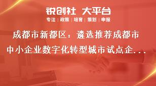成都市新都區(qū)：遴選推薦成都市中小企業(yè)數(shù)字化轉(zhuǎn)型城市試點(diǎn)企業(yè)遴選范圍獎補(bǔ)政策