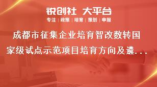 成都市征集企業(yè)培育智改數(shù)轉(zhuǎn)國家級試點(diǎn)示范項(xiàng)目培育方向及遴選數(shù)量獎補(bǔ)政策