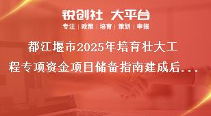 都江堰市2025年培育壯大工程專項(xiàng)資金項(xiàng)目儲備指南建成后績效要求獎補(bǔ)政策
