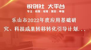 樂(lè)山市2022年度應(yīng)用基礎(chǔ)研究、科技成果轉(zhuǎn)移轉(zhuǎn)化引導(dǎo)計(jì)劃項(xiàng)目的項(xiàng)目咨詢與審核處室分工獎(jiǎng)補(bǔ)政策