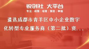 遴選成都市青羊區(qū)中小企業(yè)數(shù)字化轉型專業(yè)服務商（第二批）資格條件獎補政策