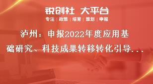 瀘州：申報(bào)2022年度應(yīng)用基礎(chǔ)研究、科技成果轉(zhuǎn)移轉(zhuǎn)化引導(dǎo)計(jì)劃項(xiàng)目的申報(bào)咨詢及聯(lián)系人獎(jiǎng)補(bǔ)政策