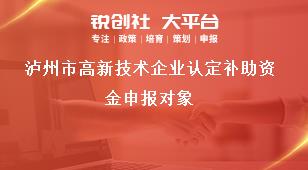 瀘州市高新技術(shù)企業(yè)認定補助資金申報對象獎補政策