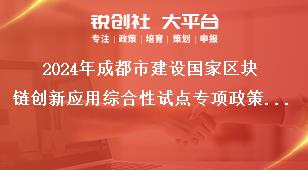 2024年成都市建設(shè)國家區(qū)塊鏈創(chuàng)新應(yīng)用綜合性試點(diǎn)專項(xiàng)政策項(xiàng)目（第一批）申報(bào)工作其它相關(guān)要求獎(jiǎng)補(bǔ)政策