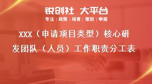 XXX（申請項目類型）核心研發(fā)團(tuán)隊（人員）工作職責(zé)分工表獎補政策