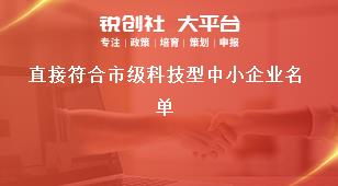 直接符合市級(jí)科技型中小企業(yè)名單獎(jiǎng)補(bǔ)政策